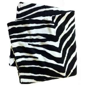  Zebra Print Black and White Thin Cotton Terry Beach Towel 