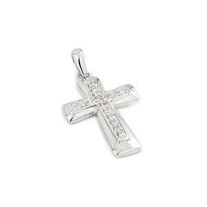    Elegant Sterling Silver Cubic Zirconia Cross Pendant Jewelry