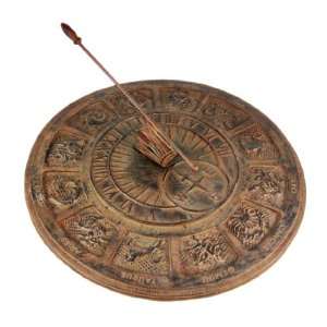  Distressed Finish Zodiac Symbol 14 Inch Garden Sundial 