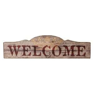 Wilco Imports Welcome Wooden Wall Decor, Tan with Red Letters and a 