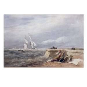 Fishing Boats off Dover, 1829 Premium Giclee Poster Print by David Cox 