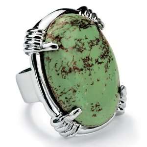  PalmBeach Jewelry Silver Tone Oval Shaped Turquoise Ring 