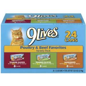 9Lives Poultry and Beef Variety Pack, 24 Count  Grocery 