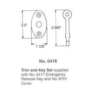   0416030 Polished Brass Estate Oval Emergency Release Trim and Key 0416