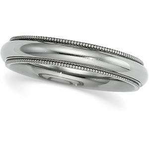  Comfort Fit Milgrain Band (4.00 mm) in Titanium Jewelry