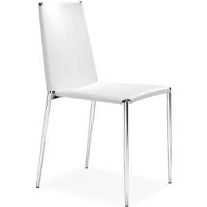   101106 Alex Dining Chair in Chrome with White Seat   Set of 4 101106