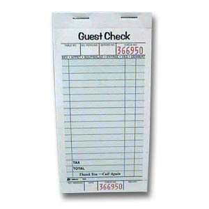 GUEST CHECK 3 4/10x6.75GN, CS 50/50, 05 0293 NATIONAL CHECKING COMPANY 