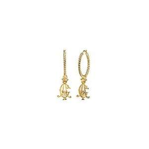  ZALES Christian Audigier Logo Drop Earrings in 18K Gold 