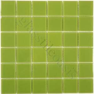   Lime Green 2 x 2 Green Crystile Solids Glossy Glass Tile   14522