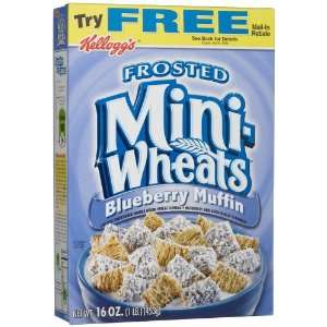 Kelloggs Frosted Mini Wheats Blueberry Muffin Cereal, 16 Ounce Box 