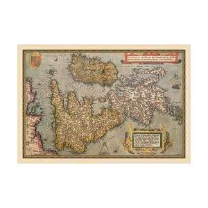  Map of Britian and Ireland 12x18 Giclee on canvas