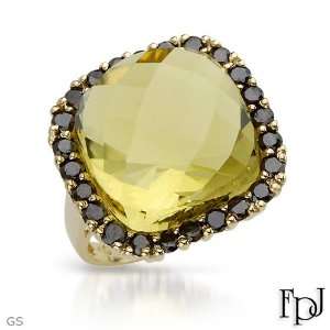  Genuine Fpj (TM) Ladies Ring. 18.05 Ctw. Yellowish Green 