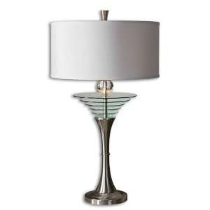  36 Au Courant Brushed Aluminum and Crystal Table Lamp 