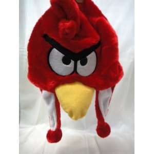  Red Bomber Bird Plush Hat   Cozy w Ear Covers Everything 