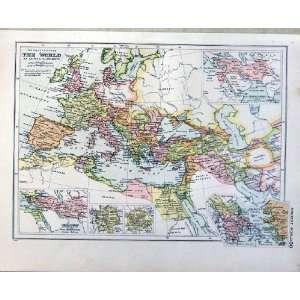  1910 Map World Atlas France Spain Greece Italy Arabia 
