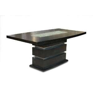  Rectangular Dark Walnut Brown Dining Table with Crackled 