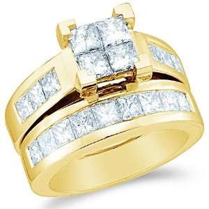   Stones Channel Set Large Princess Cut Diamond Ring (3.0 cttw) Jewelry