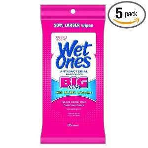 Wet Ones Big Ones Antibacterial Hand and Face Wipes, 35 Count (Pack of 