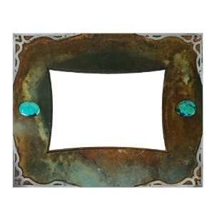  Rustic Turquoise and Brushed Iron Picture Frame, 5x7 