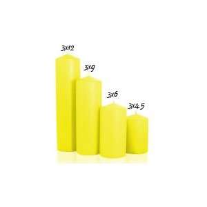  Unscented Pillar Candle   Yellow 3x9