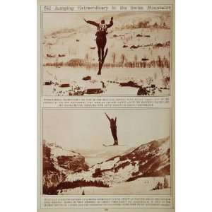 1923 Ski Jumping Rene Accola Ben OSickey Ice Skating   Original 