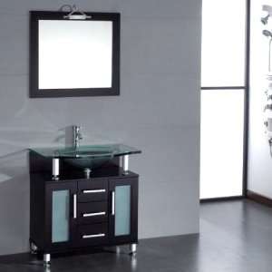  32 inch Wood & Glass Single Basin Sink Bathroom Vanity Set 