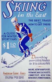 Skiing Posters Winter Nature Sport WPA Vintage Prints  
