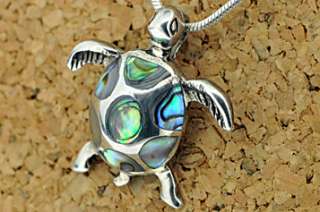 Sterling Silver Turtle Green Mother of Pearl Pendant  