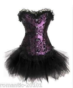 New Purple Corset Dress Costume Top & G String 813+7008  