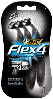   Flex4 Disposable Four Blade Shaver, Men, 3 count Packages (Pack of 3