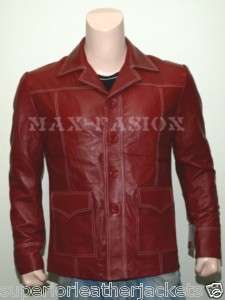 Fight Club Brad Pitt Leather Jacket FC Coat Red New Men  