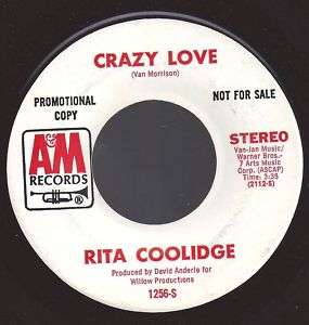 RITA COOLIDGE CRAZY LOVE 45 RPM AM RECORDS 1256 PROMO  