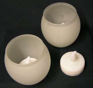 FROST Glass Roly Poly 48 WHITE Tea Lights Votive Candle  