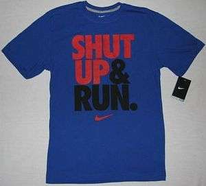 New Mens Nike Dri Fit Cotton Tee SHUT UP & RUN Short Sleeve T Shirt XL 