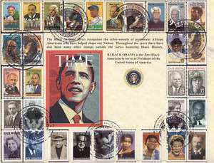 OBAMA INAUGURATION Card w/ Black Heritage Stamps  