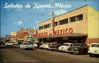TIJUANA MEXICO Street Scene Vintage Cars WOOLWORTHS Old Postcard 
