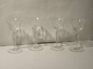 SET OF 4 2OZ CLEAR HEAVY EMBOSSED GRAPES LEAVES WINE GLASSES  