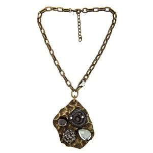  Gerard Yosca   Hammered Metal Pendant with Drusy and 