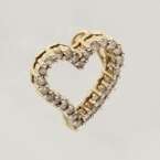 Fine Estate 14k Yellow Gold Diamond Heart Necklace  