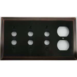  Deco Style Oil Rubbed Bronze 4 Gang Wall Plate   3 Push 