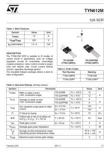 TYN612 TYN612MRG Pb Free RoHS SCR 12A 600V SGS THOMSON