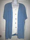 Richards Womens Blue & Off White 2 Pc Look Top Shirt Size 18