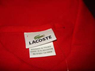 Lacoste Polo Classic Pique Shirt RED Size 7 Extra Large NEW  
