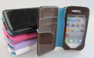 iPhone 4S, 4 4G Leather Color Book Wallet Case Cover Pouch  