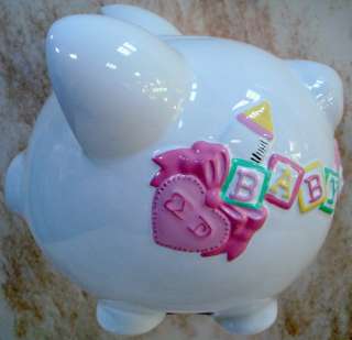 PIGGY BANK Babys 1st RAISED Heart PINK Girl CR100BG  