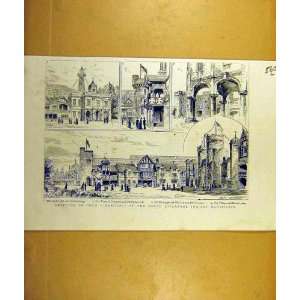   1887 Sketches Liverpool Hall Exchange Village Market