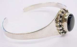 Black Onyx Sterling Silver Cuff Bracelet ~ 7 1/4  