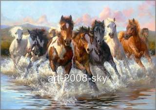 Original Wild Animal Oil painting artruning horseon canvas 36x48 