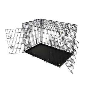  Black 48 dog cage with metal pan