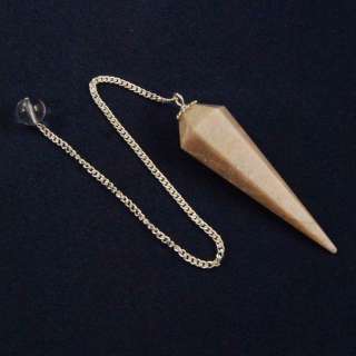 You are considering a beautiful pink moonstone crystal pendulum with 